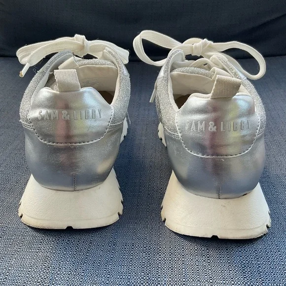 Sam & Libby Metallic Silver and White Casual Shoes - Picture 3 of 5